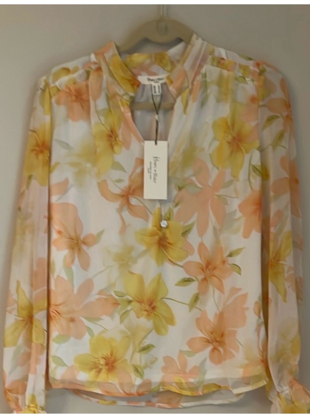 Haver+ Blair Floral Chiffon Blouse - Yellow and Orange size M New With Tags